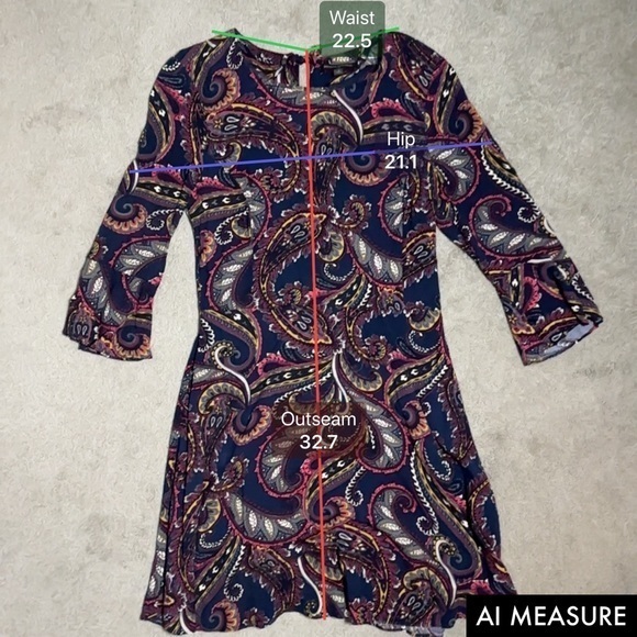 Women Banana Republic Paisley Multi-Color 3/4 Sleeve Casual Work Dress Size 2 - Picture 2 of 8